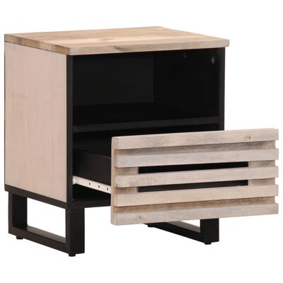 vidaXL Table de chevet 40x34x46 cm bois de manguier massif blanchi