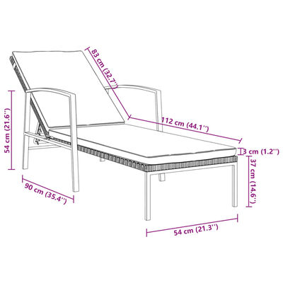 vidaXL Chaises longues lot de 2 avec table résine tressée marron