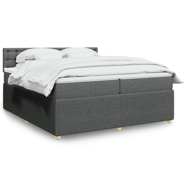 vidaXL Sommier &agrave; lattes de lit avec matelas Gris fonc&eacute; 200x200cm Tissu