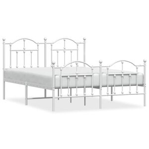 vidaXL Cadre de lit m&eacute;tal sans matelas et pied de lit blanc 140x190 cm