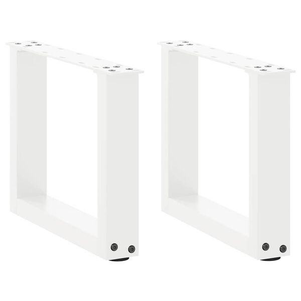 vidaXL Pieds de table basse en U 2 pi&egrave;ces Blanc 30 x (30-31) cm Acier