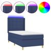 vidaXL Sommier &agrave; lattes de lit matelas et LED Bleu 80x200cm Tissu
