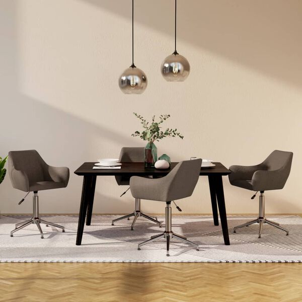 vidaXL Chaises pivotantes &agrave; manger lot de 4 taupe tissu