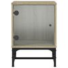 vidaXL Table de chevet avec porte en verre ch&ecirc;ne sonoma 35x37x50 cm