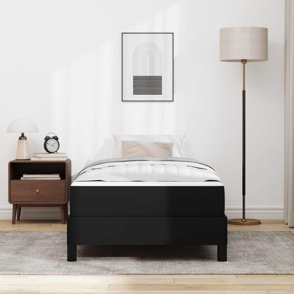 vidaXL Cadre de lit avec matelas Noir 90 x 200 cm tissu