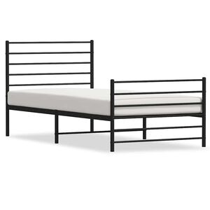 vidaXL Cadre de lit m&eacute;tal sans matelas avec pied de lit noir 80x200 cm