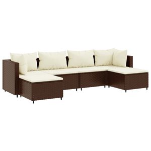 vidaXL Salon de jardin 6 pcs avec coussins Marron R&eacute;sine tress&eacute;e