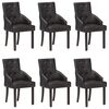 vidaXL Chaises &agrave; manger lot de 6 noir cuir de ch&egrave;vre v&eacute;ritable