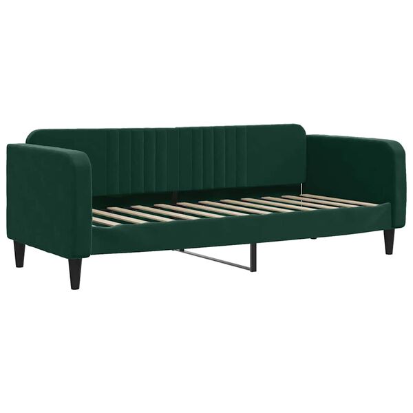 vidaXL Lit de jour avec gigogne et tiroirs vert fonc&eacute; 80x200cm velours