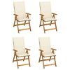 vidaXL Fauteuils pliants inclinables 4 pi&egrave;ces avec coussins en bois d'acacia massif