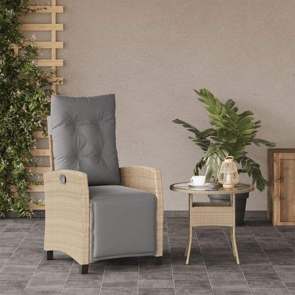vidaXL Chaise inclinable de jardin et repose-pied m&eacute;lange beige rotin
