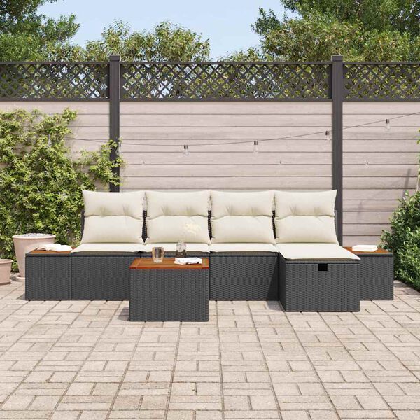 vidaXL Ensemble de canap&eacute; de jardin 6 pcs Noir Poly rotin