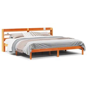 vidaXL Cadre de lit et t&ecirc;te de lit sans matelas cire marron 180x200 cm