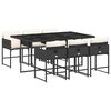 vidaXL Ensemble &agrave; manger de jardin coussins 7pcs Noir R&eacute;sine tress&eacute;e