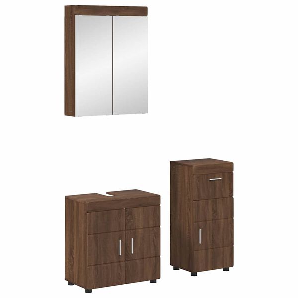 vidaXL Ensemble de mobilier de salle de bain TULUM Ch&ecirc;ne brun