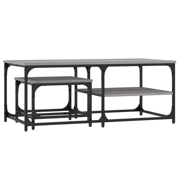 vidaXL Tables basses gigognes 2 pcs sonoma gris bois d'ing&eacute;nierie