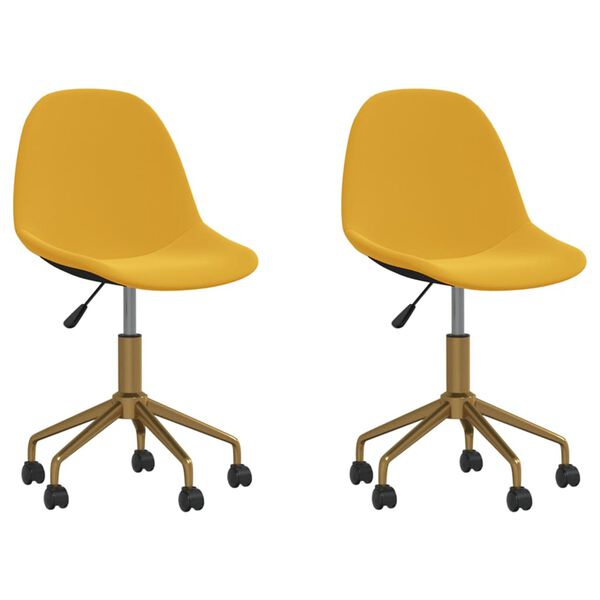 vidaXL Chaises &agrave; manger pivotantes lot de 2 jaune moutarde velours