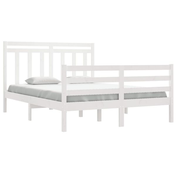 vidaXL Cadre de lit sans matelas blanc 135x190 cm bois massif