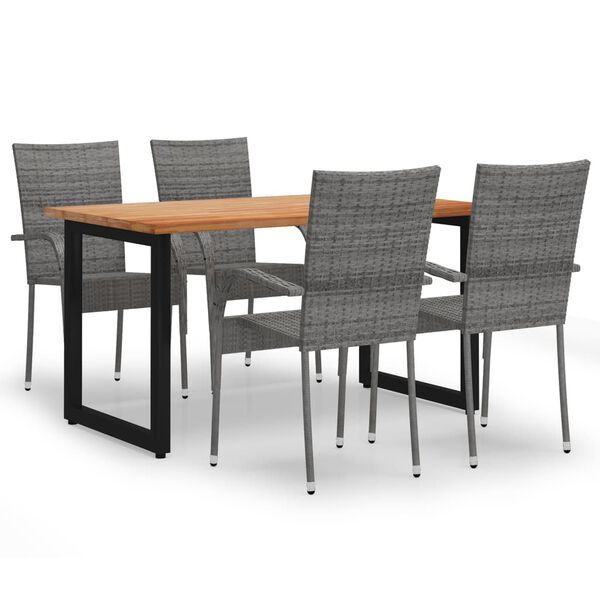 vidaXL Ensemble &agrave; manger de jardin 5 pcs r&eacute;sine tress&eacute;e gris