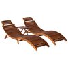 vidaXL Chaise longue avec table &agrave; th&eacute; 3 pcs Bois d'acacia massif