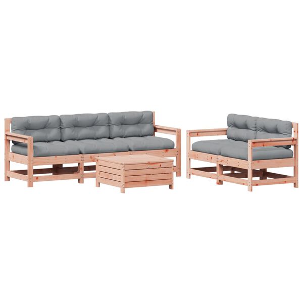 vidaXL Salon de jardin 6 pcs avec coussins bois massif Douglas