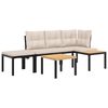 vidaXL Ensemble de banc de jardin avec coussins 4 pcs noir