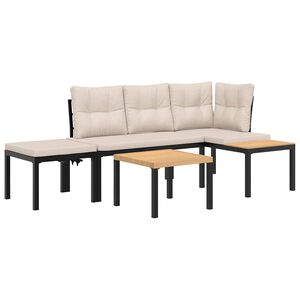 vidaXL Ensemble de banc de jardin avec coussins 4 pcs noir