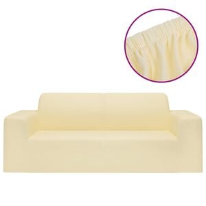 vidaXL Housse extensible de canap&eacute; 2 places Cr&egrave;me Jersey de polyester