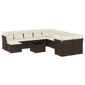 vidaXL Salon de jardin avec coussins 12 pcs marron r&eacute;sine tress&eacute;e