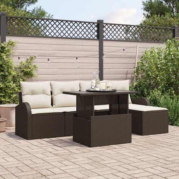 vidaXL Ensemble de canapé de jardin 6 pcs Marron Poly rotin