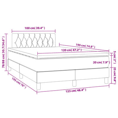 vidaXL Sommier à lattes de lit avec matelas noir 120x190 cm tissu