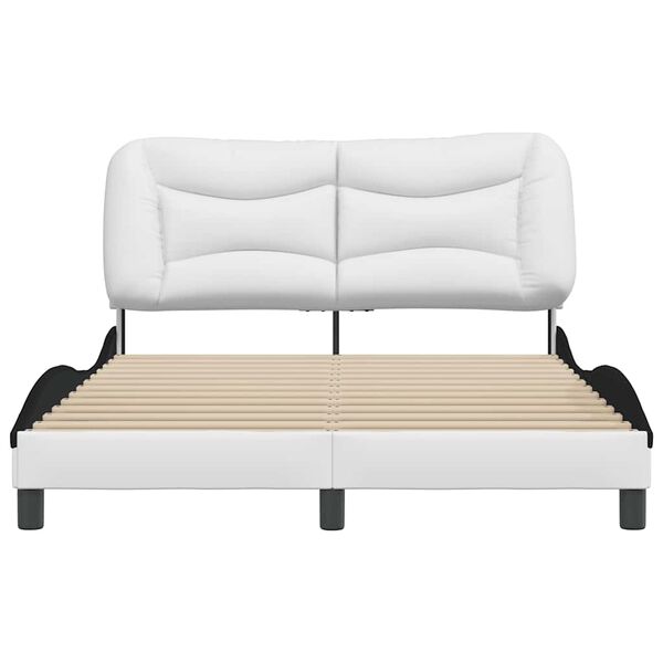 vidaXL Cadre de lit sans matelas Hvar blanc et noir 140x190 cm similicuir