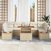 vidaXL Ensemble de canap&eacute; de jardin 8 pcs Beige Poly rotin