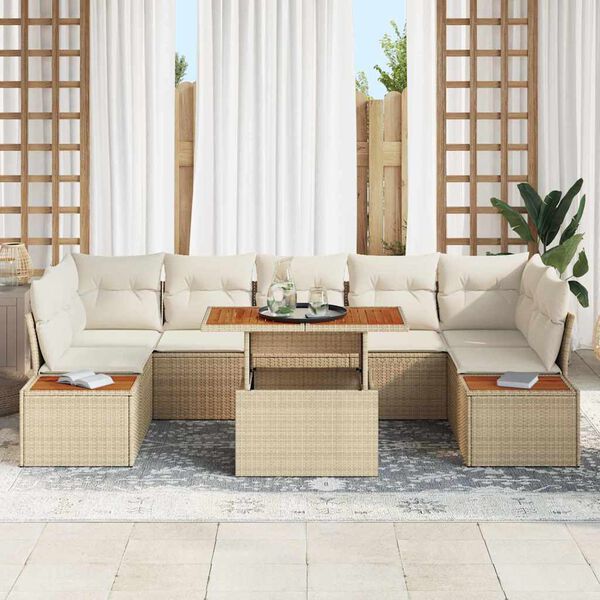 vidaXL Ensemble de canap&eacute; de jardin 8 pcs Beige Poly rotin