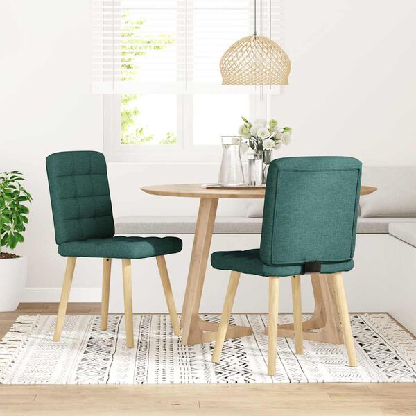 vidaXL Chaises à manger lot de 2 vert foncé tissu