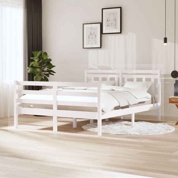 vidaXL Cadre de lit sans matelas blanc bois massif 140x200 cm