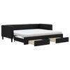 vidaXL Lit de jour avec gigogne et tiroirs noir 90x190 cm tissu