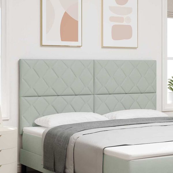 vidaXL T&ecirc;te de lit avec t&ecirc;te de lit Gris clair 180 cm Velours