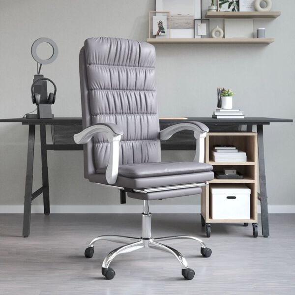 vidaXL Fauteuil inclinable de bureau Gris Similicuir