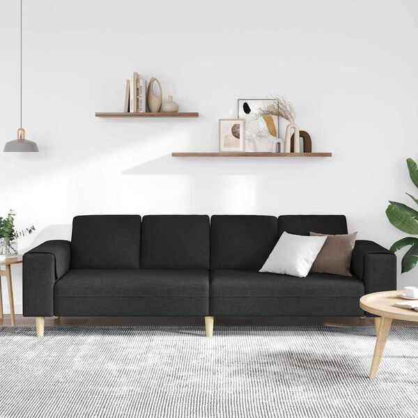 vidaXL Canap&eacute; de salon Noir 250 x 77 x 76 cm Polyester