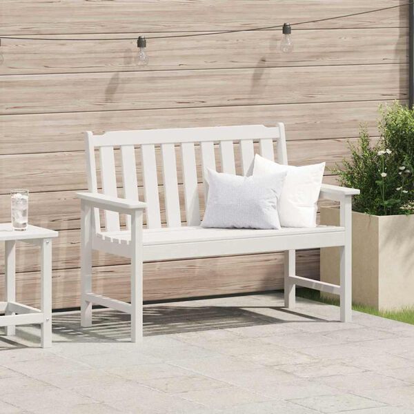 vidaXL Banc de jardin avec coussin Blanc 120 x 59 x 88cm HDPE