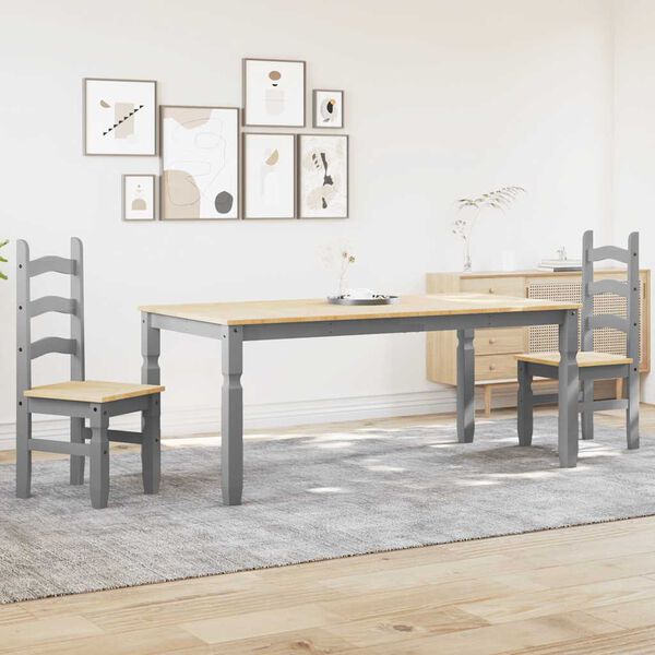 vidaXL Ensemble &agrave; manger Panama 3 pcs gris bois de pin massif