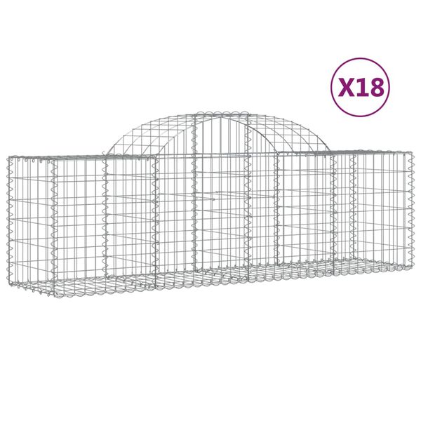 vidaXL Paniers &agrave; gabions arqu&eacute;s 18 pcs 200x50x60/80 cm fer galvanis&eacute;