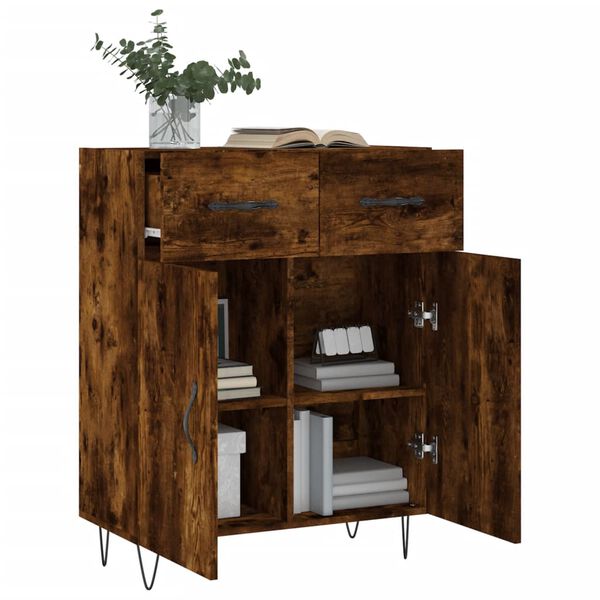 vidaXL Buffet ch&ecirc;ne fum&eacute; 69,5x34x90 cm bois d'ing&eacute;nierie
