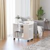 vidaXL Table d'appoint Blanc brillant 70x35x55 cm Bois d'ing&eacute;nierie