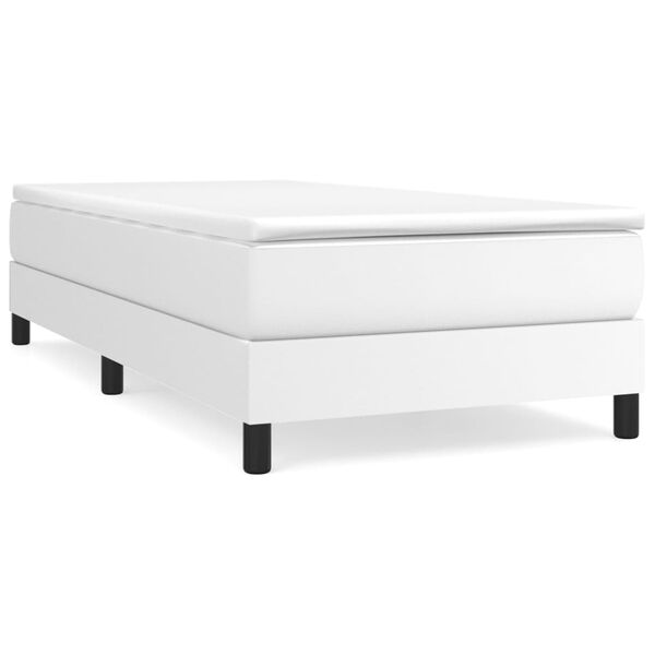 vidaXL Sommier &agrave; lattes de lit avec matelas Blanc 100x200cm Similicuir