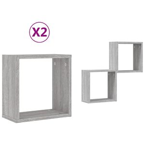 vidaXL &Eacute;tag&egrave;res cube murales 2 pcs sonoma gris 30x15x30 cm