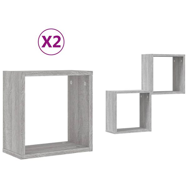 vidaXL &Eacute;tag&egrave;res cube murales 2 pcs sonoma gris 30x15x30 cm