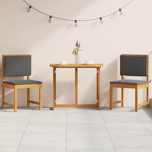vidaXL Ensemble bistro de jardin 3 pcs Marron Bois d'Acacia Massif