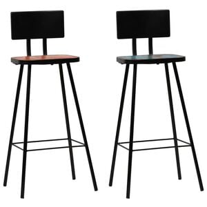 vidaXL Tabourets de bar lot de 2 bois massif de r&eacute;cup&eacute;ration